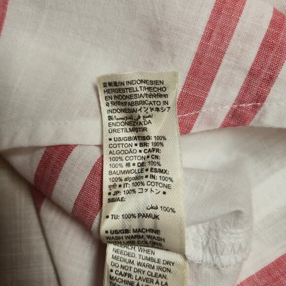 Good Threads Womens Striped Top Size Large White & Red Button Up Preppy Casual - Picture 12 of 13